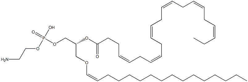 2-aminoethoxy-[(2R)-2-[(4Z,7Z,10Z,13Z,16Z,19Z)-docosa-4,7,10,13,16,19-hexaenoyl]oxy-3-[(Z)-hexadec-1-enoxy]propoxy]phosphinic acid 구조식 이미지