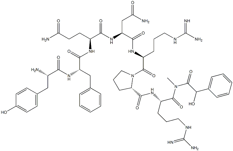 hydroxyphenylacetyl-methyltyrosyl-phenylalanyl-glutaminyl-asparaginyl-arginyl-prolyl-argininamide Structure