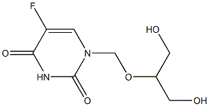 1-((1,3-dihydroxy-2-propoxy)methyl)-5-fluorouracil Structure