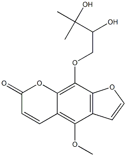 9-(2,3-dihydroxy-3-methylbutoxy)-4-methoxy-7H-furo(3,2-g)(1)benzopyran-7-one 구조식 이미지