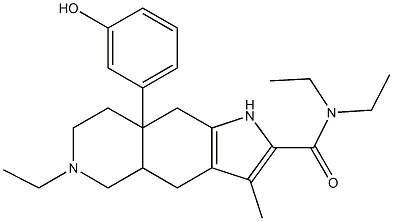 2-((diethylamino)carbonyl)-6-ethyl-8a-(3-hydroxyphenyl)-3-methyl-4,4a,5,6,7,8,8a,9-octahydro-1H-pyrrolo(2,3-g)isoquinoline 구조식 이미지