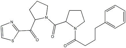 2-((1-((1-(4-phenylbutanoyl)-2-pyrrolidinyl)carbonyl)-2-pyrrolidinyl)carbonyl)thiazole 구조식 이미지