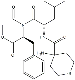 formyl-4-aminotetrahydrothiopyran-4-carbonyl-leucyl-phenylalanine methyl ester Structure