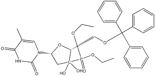 3'-diethylphosphono-3'-hydroxy-5'-O-tritylthymidine Structure