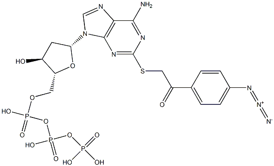 2-((4-azidophenacyl)thio)-2'-deoxyadenosine 5'-triphosphate Structure