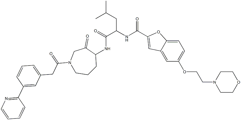 5-(2-morpholin-4-ylethoxy)benzofuran-2-carboxylic acid (3-methyl-1-(3-oxo-1-(2-(3-pyridin-2-ylphenyl)acetyl)azepan-4-ylcarbamoyl)butyl)amide Structure