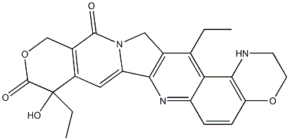 9,16-diethyl-2,3-dihydro-9-hydroxy-12H-1,4-oxazino(3,2-f)pyrano(3',4'-6,7)indolizino(1,2-b)quinoline-10,13(9H,15H)-dione Structure