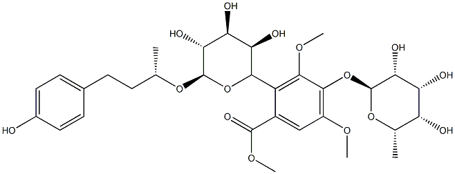 [(2R,3R,4S,5R,6R)-3,4,5-trihydroxy-6-[(2S)-4-(4-hydroxyphenyl)butan-2-yl]oxy-oxan-2-yl]methyl 3,5-dimethoxy-4-[(2S,3R,4R,5S,6S)-3,4,5-trihydroxy-6-methyl-oxan-2-yl]oxy-benzoate Structure