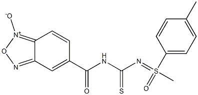 5-{[({[1-methyl-1-(4-methylphenyl)-1-oxo-lambda~6~-sulfanylidene]amino}carbothioyl)amino]carbonyl}-2,1,3-benzoxadiazol-1-ium-1-olate 구조식 이미지