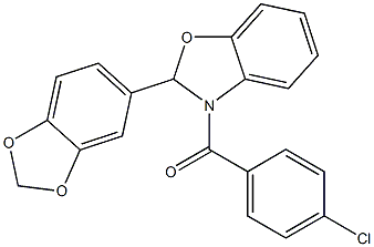 [2-(1,3-benzodioxol-5-yl)-2,3-dihydro-1,3-benzoxazol-3-yl](4-chlorophenyl)methanone 구조식 이미지