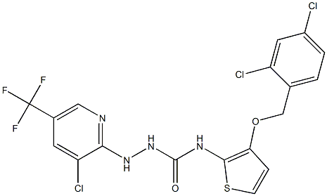 2-[3-chloro-5-(trifluoromethyl)-2-pyridinyl]-N-{3-[(2,4-dichlorobenzyl)oxy]-2-thienyl}-1-hydrazinecarboxamide 구조식 이미지