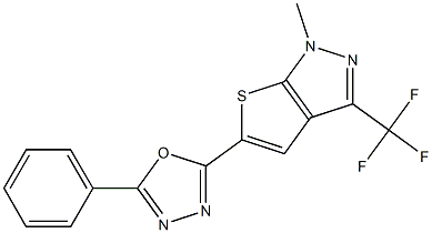 1-methyl-5-(5-phenyl-1,3,4-oxadiazol-2-yl)-3-(trifluoromethyl)-1H-thieno[2,3-c]pyrazole Structure