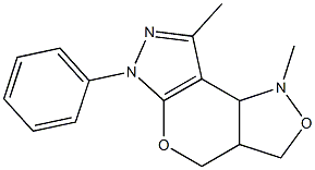 1,8-dimethyl-6-phenyl-3a,4,6,8b-tetrahydro-1H,3H-pyrazolo[4',3':5,6]pyrano[4,3-c]isoxazole Structure