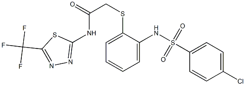 2-[(2-{[(4-chlorophenyl)sulfonyl]amino}phenyl)sulfanyl]-N-[5-(trifluoromethyl)-1,3,4-thiadiazol-2-yl]acetamide Structure