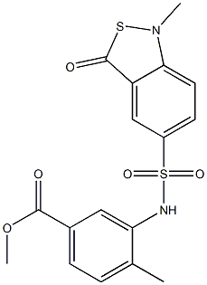 methyl 4-methyl-3-{[(1-methyl-3-oxo-1,3-dihydrobenzo[c]isothiazol-5-yl)sulfonyl]amino}benzoate Structure