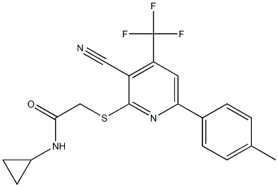 2-{[3-cyano-6-(4-methylphenyl)-4-(trifluoromethyl)-2-pyridinyl]sulfanyl}-N-cyclopropylacetamide Structure