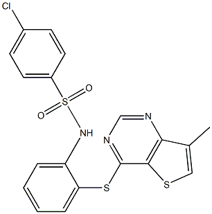 N1-{2-[(7-methylthieno[3,2-d]pyrimidin-4-yl)thio]phenyl}-4-chlorobenzene-1-sulfonamide 구조식 이미지