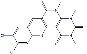 9,10-dichloro-2,4,5-trimethyl-1,2,3,4,5,6-hexahydrobenzo[b]pyrimido[4,5-h][1,6]naphthyridine-1,3,6-trione 구조식 이미지