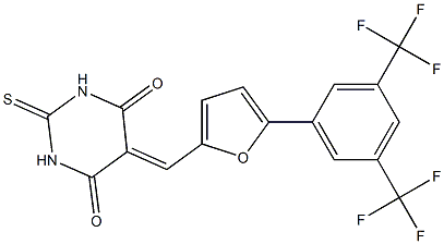 5-({5-[3,5-di(trifluoromethyl)phenyl]-2-furyl}methylidene)-2-thioxohexahydropyrimidine-4,6-dione 구조식 이미지