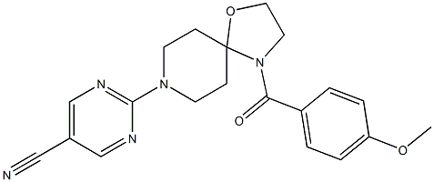 2-[4-(4-methoxybenzoyl)-1-oxa-4,8-diazaspiro[4.5]dec-8-yl]-5-pyrimidinecarbonitrile 구조식 이미지