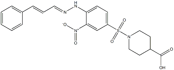 1-[(3-nitro-4-{2-[(E,2E)-3-phenyl-2-propenylidene]hydrazino}phenyl)sulfonyl]-4-piperidinecarboxylic acid Structure