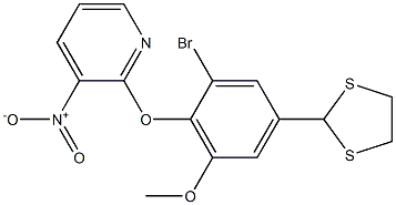2-[2-bromo-4-(1,3-dithiolan-2-yl)-6-methoxyphenoxy]-3-nitropyridine Structure