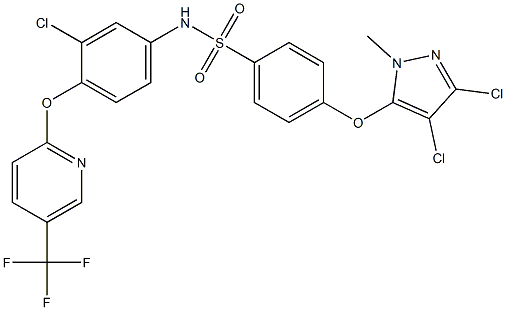 N-(3-chloro-4-{[5-(trifluoromethyl)-2-pyridinyl]oxy}phenyl)-4-[(3,4-dichloro-1-methyl-1H-pyrazol-5-yl)oxy]benzenesulfonamide 구조식 이미지