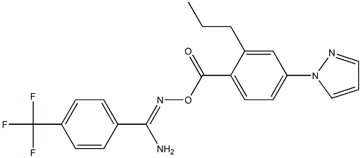 O1-[2-propyl-4-(1H-pyrazol-1-yl)benzoyl]-4-(trifluoromethyl)benzene-1-carbohydroximamide Structure