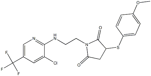 1-(2-{[3-chloro-5-(trifluoromethyl)-2-pyridinyl]amino}ethyl)-3-[(4-methoxyphenyl)sulfanyl]dihydro-1H-pyrrole-2,5-dione 구조식 이미지