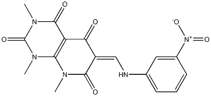 1,3,8-trimethyl-6-[(3-nitroanilino)methylidene]-1,2,3,4,5,6,7,8-octahydropyrido[2,3-d]pyrimidine-2,4,5,7-tetraone Structure