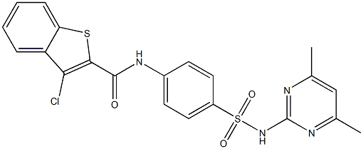 N2-(4-{[(4,6-dimethylpyrimidin-2-yl)amino]sulfonyl}phenyl)-3-chlorobenzo[b]thiophene-2-carboxamide 구조식 이미지