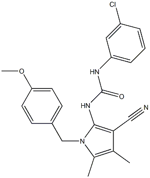 N-(3-chlorophenyl)-N'-[3-cyano-1-(4-methoxybenzyl)-4,5-dimethyl-1H-pyrrol-2-yl]urea 구조식 이미지