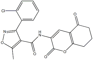 3-(2-chlorophenyl)-N-(2,5-dioxo-5,6,7,8-tetrahydro-2H-chromen-3-yl)-5-methyl-4-isoxazolecarboxamide 구조식 이미지