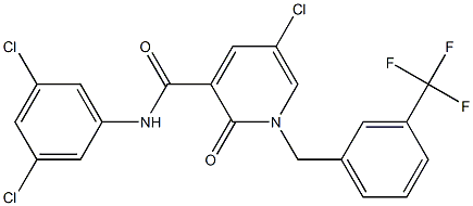 5-chloro-N-(3,5-dichlorophenyl)-2-oxo-1-[3-(trifluoromethyl)benzyl]-1,2-dihydro-3-pyridinecarboxamide 구조식 이미지