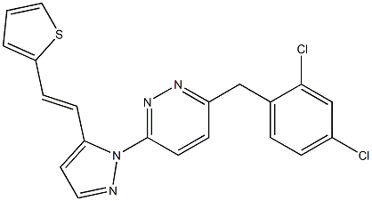 3-(2,4-dichlorobenzyl)-6-{5-[2-(2-thienyl)vinyl]-1H-pyrazol-1-yl}pyridazine 구조식 이미지