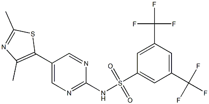 N1-[5-(2,4-dimethyl-1,3-thiazol-5-yl)pyrimidin-2-yl]-3,5-di(trifluoromethyl)benzene-1-sulfonamide Structure