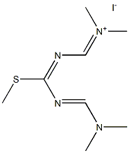 N-({[{[(dimethylamino)methylene]amino}(methylsulfanyl)methylene]amino}methylene)-N-methylmethanaminium iodide 구조식 이미지