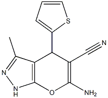 6-amino-3-methyl-4-(2-thienyl)-1,4-dihydropyrano[2,3-c]pyrazole-5-carbonitrile Structure