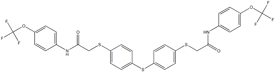 2-[(4-{[4-({2-oxo-2-[4-(trifluoromethoxy)anilino]ethyl}sulfanyl)phenyl]sulfanyl}phenyl)sulfanyl]-N-[4-(trifluoromethoxy)phenyl]acetamide 구조식 이미지