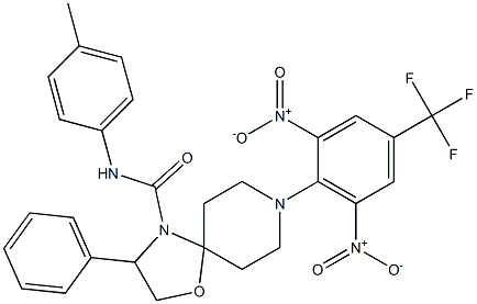 8-[2,6-dinitro-4-(trifluoromethyl)phenyl]-N-(4-methylphenyl)-3-phenyl-1-oxa-4,8-diazaspiro[4.5]decane-4-carboxamide Structure