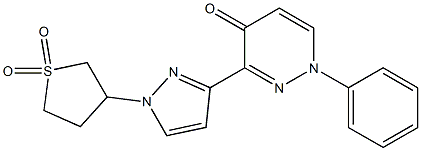 3-[3-(4-oxo-1-phenyl-1,4-dihydro-3-pyridazinyl)-1H-pyrazol-1-yl]tetrahydro-1H-1lambda~6~-thiophene-1,1-dione 구조식 이미지