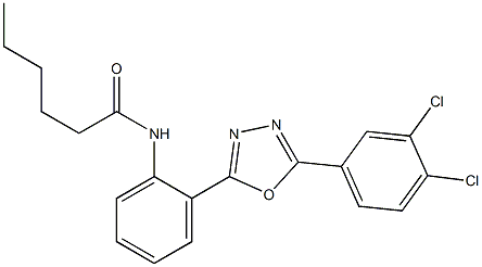N1-{2-[5-(3,4-dichlorophenyl)-1,3,4-oxadiazol-2-yl]phenyl}hexanamide 구조식 이미지