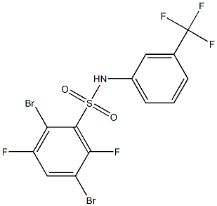 N1-[3-(trifluoromethyl)phenyl]-2,5-dibromo-3,6-difluorobenzene-1-sulfonamide Structure