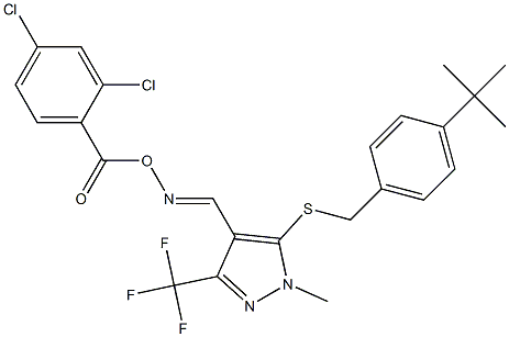 5-{[4-(tert-butyl)benzyl]sulfanyl}-4-({[(2,4-dichlorobenzoyl)oxy]imino}methyl)-1-methyl-3-(trifluoromethyl)-1H-pyrazole 구조식 이미지