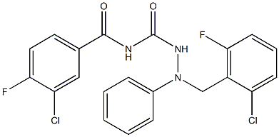N1-(3-chloro-4-fluorobenzoyl)-2-(2-chloro-6-fluorobenzyl)-2-phenylhydrazine-1-carboxamide 구조식 이미지