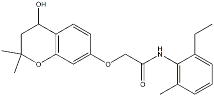 N1-(2-ethyl-6-methylphenyl)-2-[(4-hydroxy-2,2-dimethyl-3,4-dihydro-2H-chromen-7-yl)oxy]acetamide 구조식 이미지