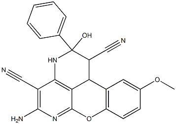 5-amino-2-hydroxy-10-methoxy-2-phenyl-1,2,3,11b-tetrahydrochromeno[4,3,2-de ][1,6]naphthyridine-1,4-dicarbonitrile Structure