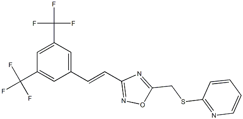 3-[3,5-di(trifluoromethyl)styryl]-5-[(2-pyridylthio)methyl]-1,2,4-oxadiazole Structure