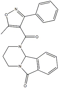 1-[(5-methyl-3-phenylisoxazol-4-yl)carbonyl]-1,2,3,4,6,10b-hexahydropyrimido[2,1-a]isoindol-6-one Structure