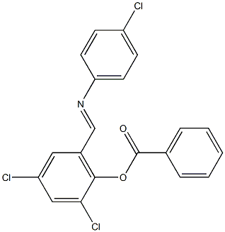 2,4-dichloro-6-{[(4-chlorophenyl)imino]methyl}phenyl benzoate Structure